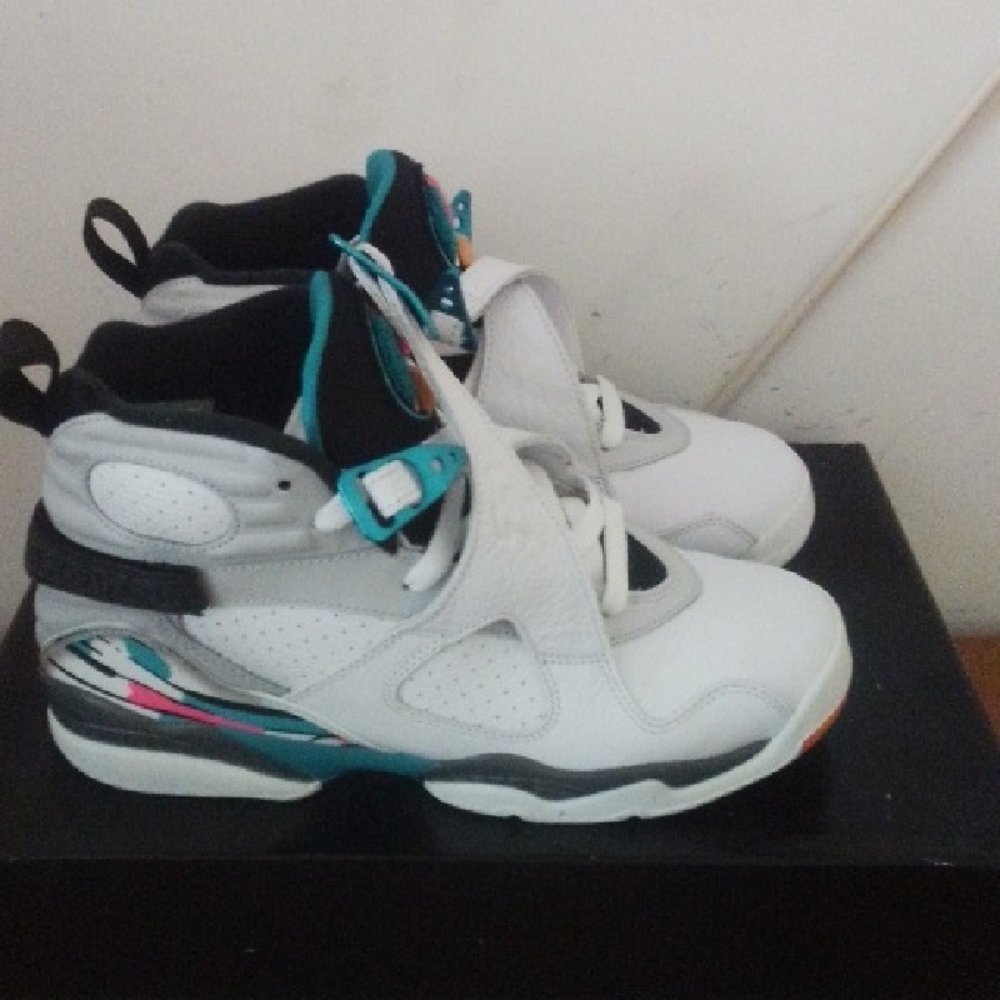 Jordan Kids White and Teal Sneakers
